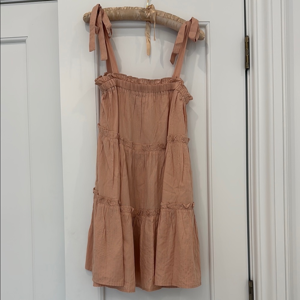 NWT Forever 21 Peach Tiered Tie-Shoulder Sundress
